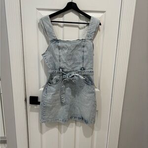 Alice + Olivia Jeans Pleated Sleeve Belted Denim Dress Size:10